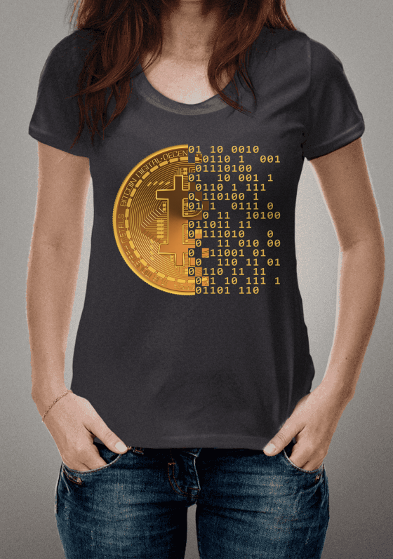 BITCOIN DOURADO DISSOLVENDO EM CÓDIGO BINÁRIO (C/ MENSAGEM OCULTA)