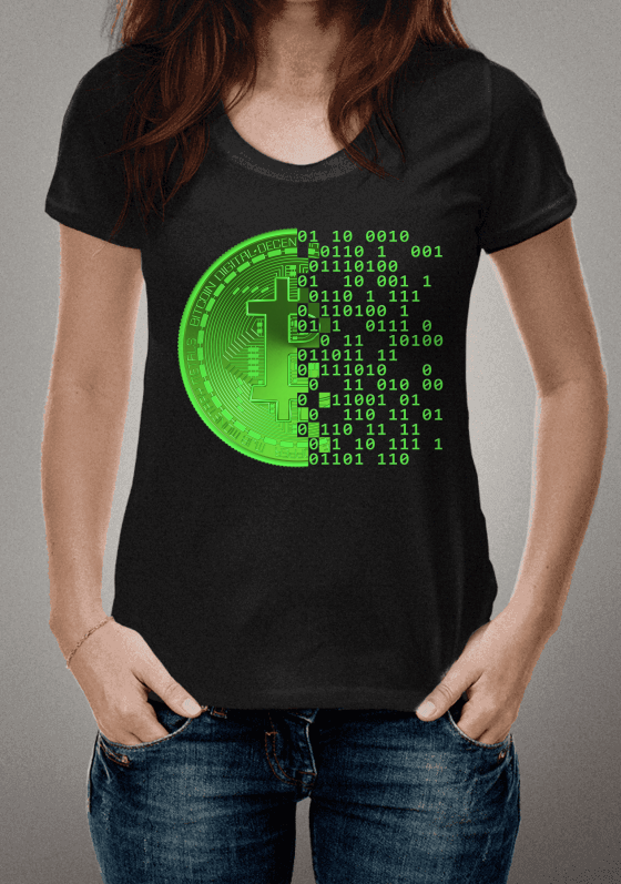 BITCOIN NEON VERDE DISSOLVENDO EM CÓDIGO BINÁRIO (C/ MENSAGEM OCULTA)