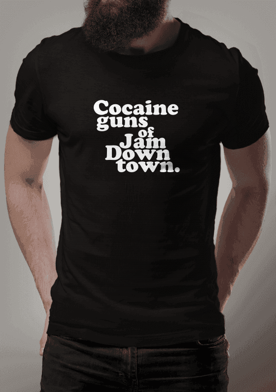 Camiseta - Cocain Guns of Jam Downtown (Gorillaz)