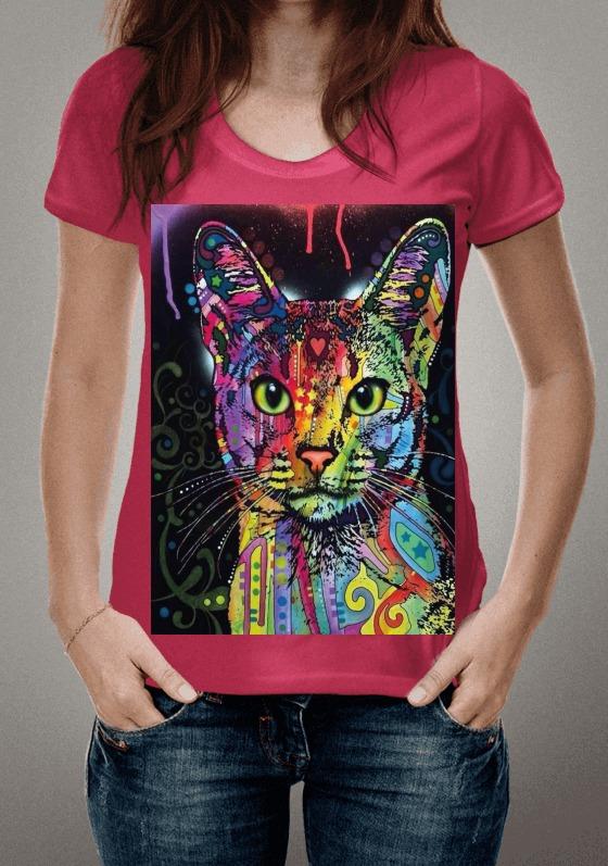 Nome do produto  Camiseta - Gato Psicodélico