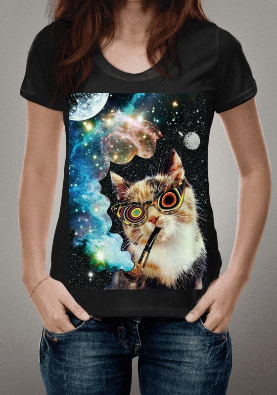 Nome do produto  Camiseta - Gato Psicodélico