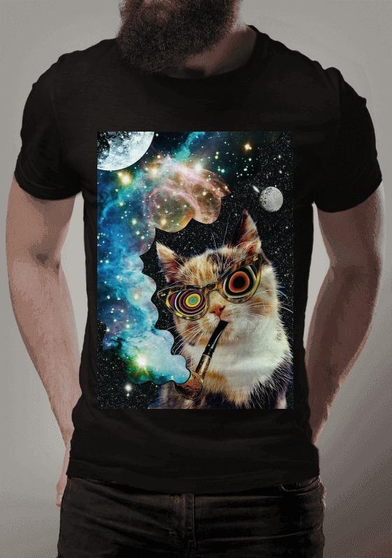 Nome do produto  Camiseta - Gato Psicodélico