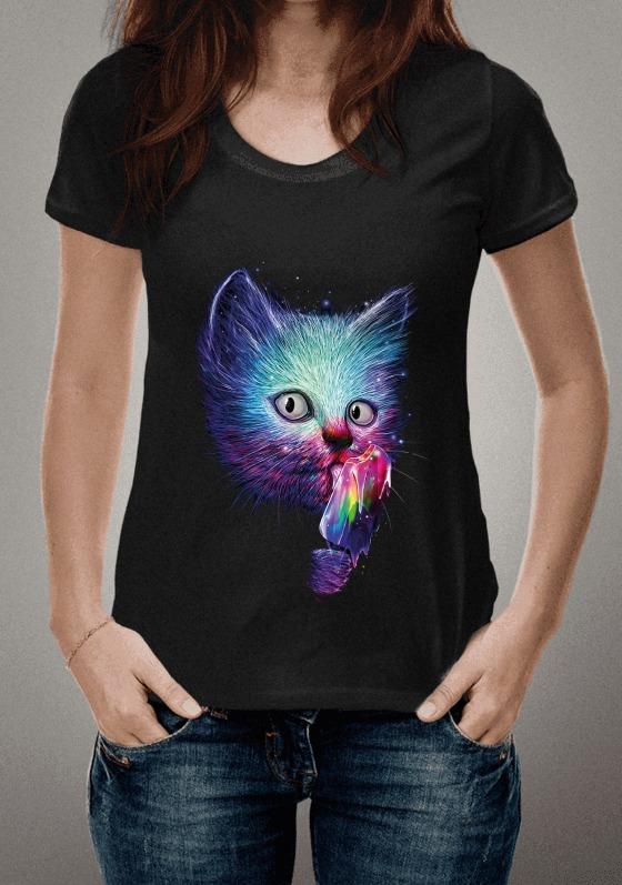 Nome do produto  Camiseta - Gato Sorvete