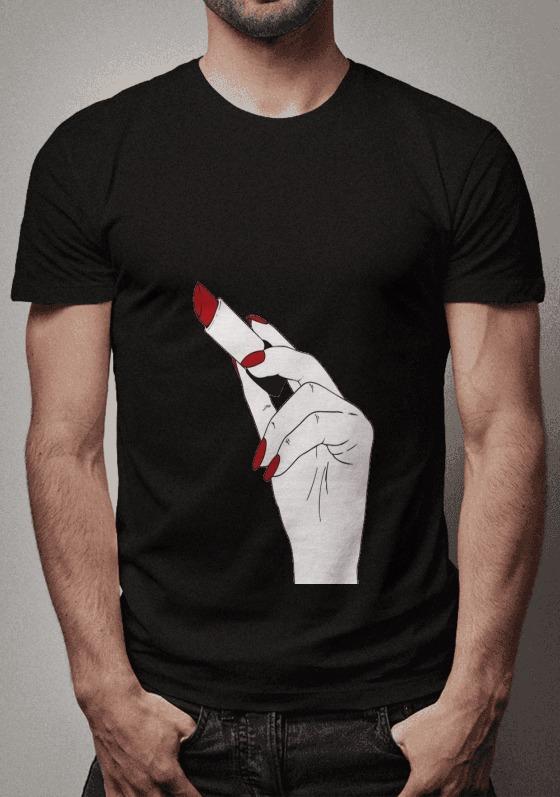 Nome do produto  Camiseta - Mão com Batom