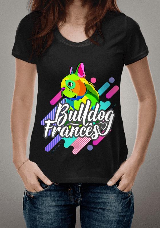 Nome do produto  Camiseta Bulldog Francês - Neon
