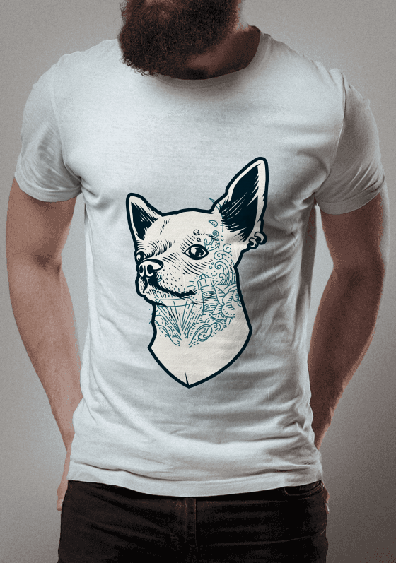 Camiseta cachorro tatuado