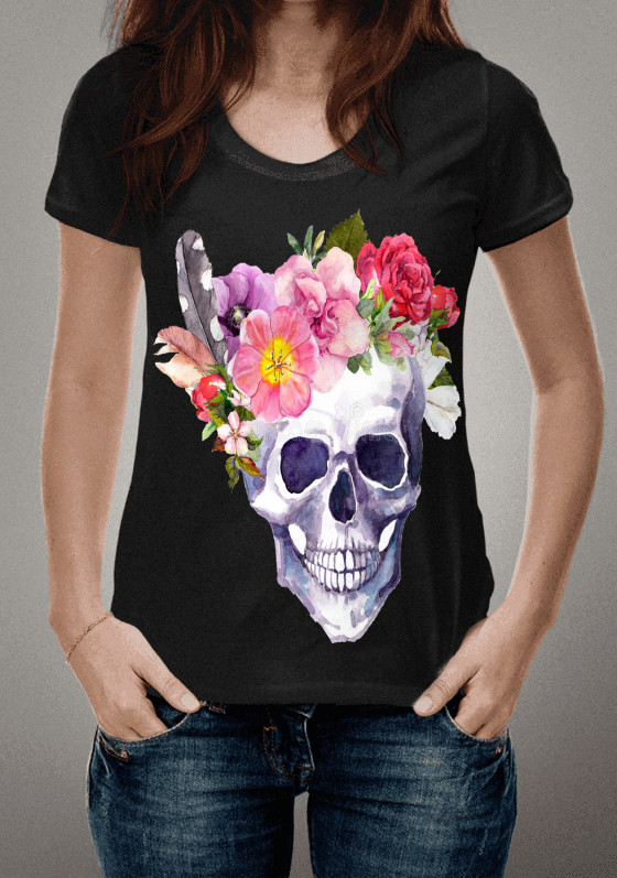 Nome do produto  camiseta caveira femiminina