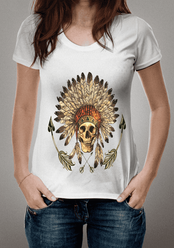 Nome do produto  Camiseta Caveira Indio 