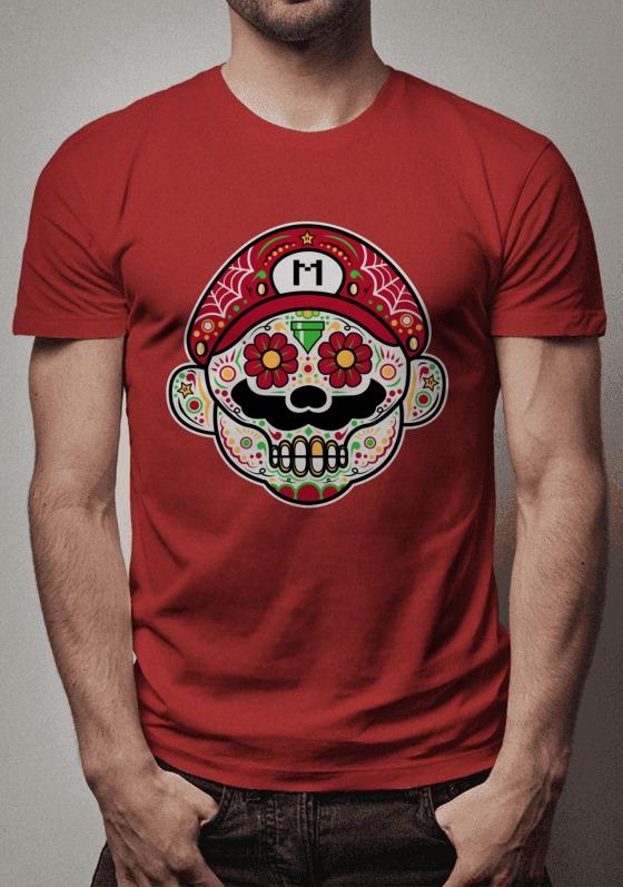 Camiseta Caveira Mario dia dos mortos.
