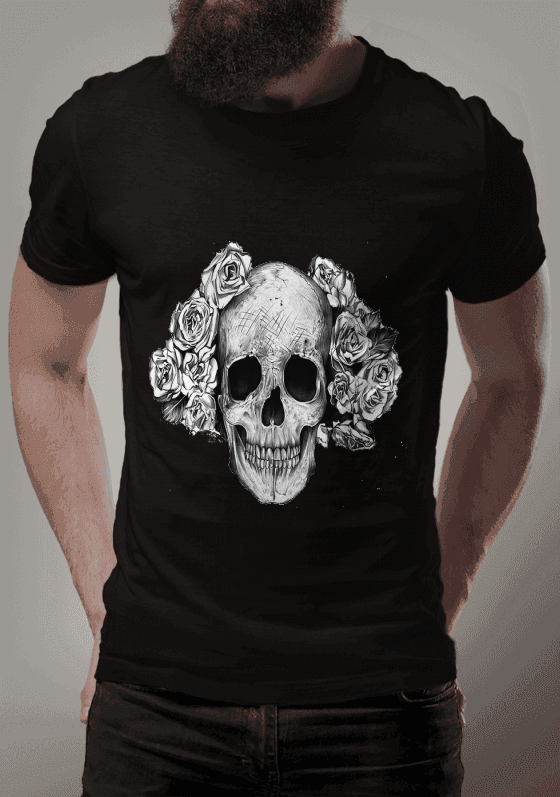 Nome do produto  Camiseta Caveira Skull Flowers 