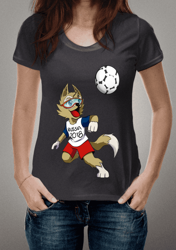 Camiseta Cinza Chumbo Estampa Digital Mascote Zabivaka Copa Rússia 2018