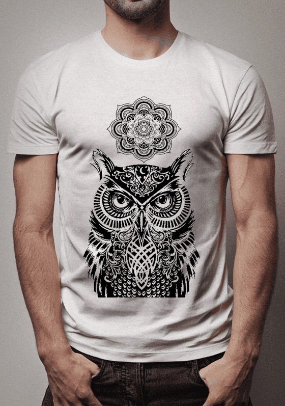 Nome do produto  Camiseta Coruja com Flor