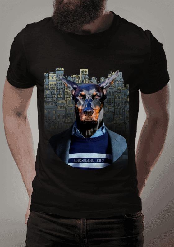Nome do produto  Camiseta Dobermann - Cachorrro eu?