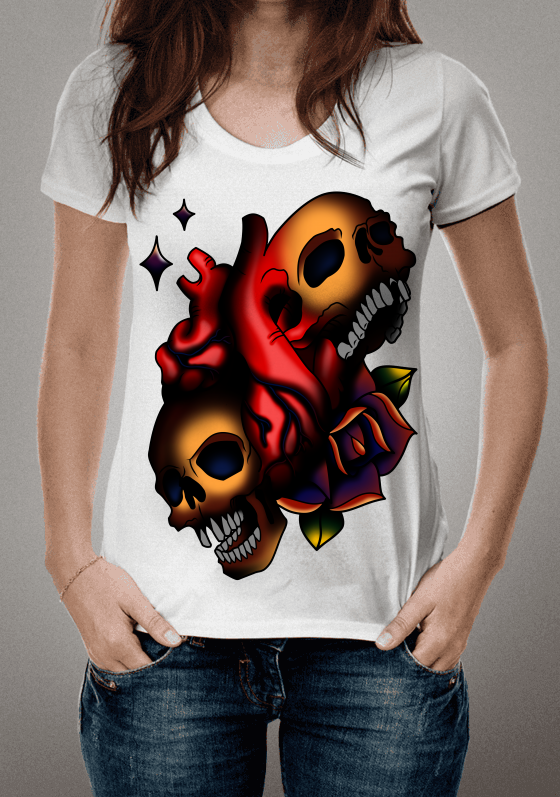 Nome do produto  camiseta double skull branco