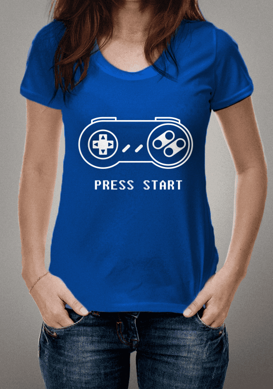Nome do produto  Camiseta "Press Start" Azul
