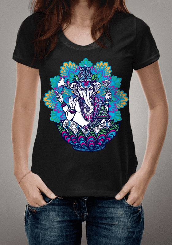 camiseta estampa colorida buda