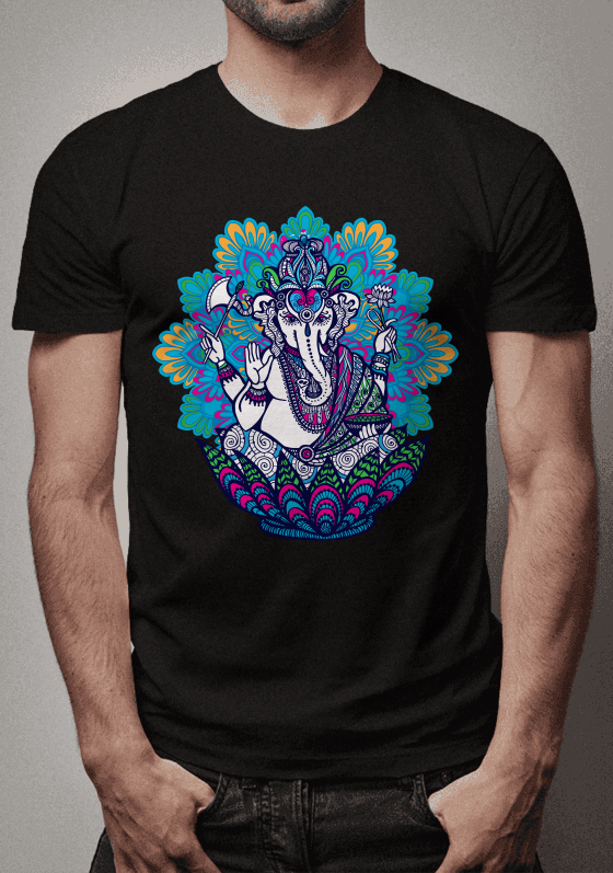 camiseta estampa colorida buda