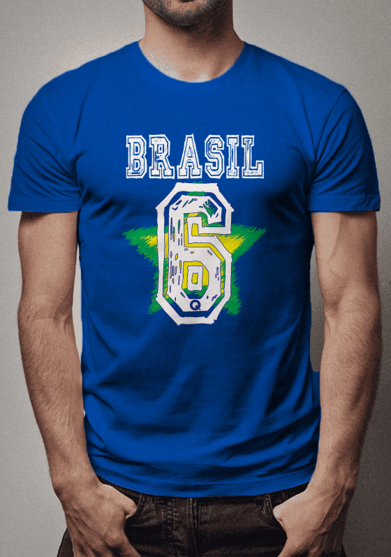 Nome do produto  Camiseta Feminina marca Qcafa! Brasil Seis Estrelas Azul
