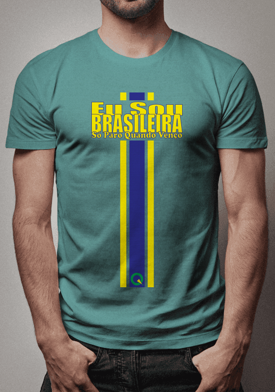 Nome do produto  Camiseta feminina Verde, marca Qcafa! Eu Sou Brasileira, Só Paro Quando Venço!