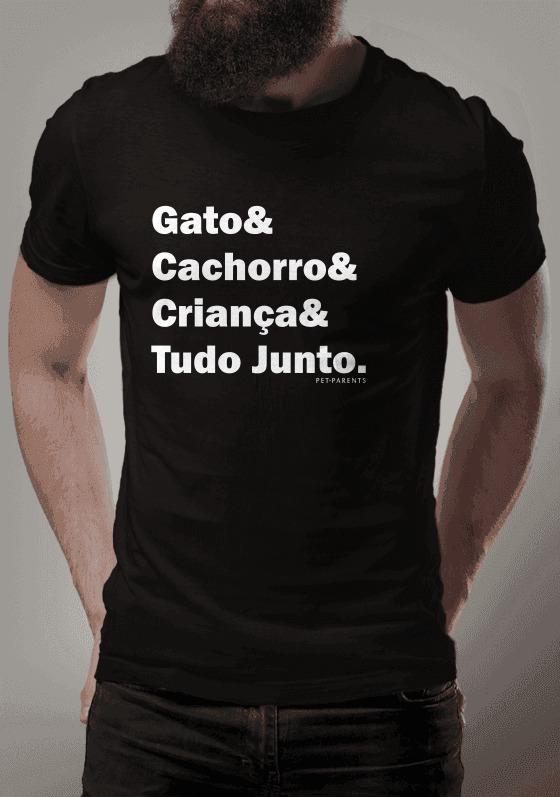 Nome do produto  Camiseta Gato & Cachorro & Criança & Tudo Junto