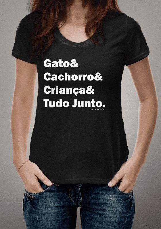 Nome do produto  Camiseta Gato & Cachorro & Criança & Tudo Junto