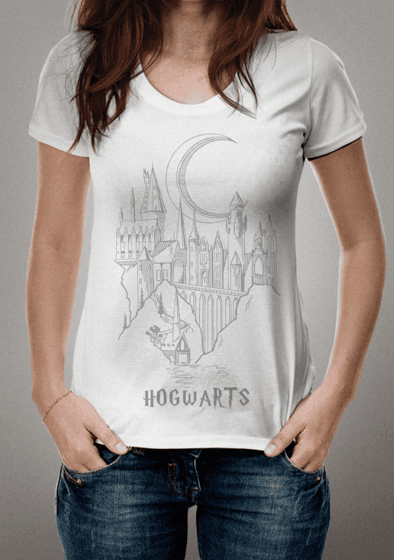 Nome do produto  Camiseta Hogwarts Branca