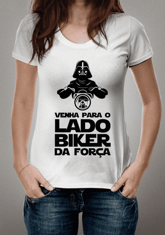Nome do produto  CAMISETA LADO BIKER DA FORÇA - DARTH VADER - ESTAMPA BRANCA