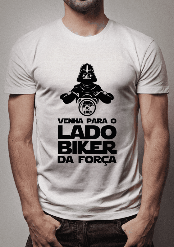 Nome do produto  CAMISETA LADO BIKER DA FORÇA - DARTH VADER - ESTAMPA BRANCA