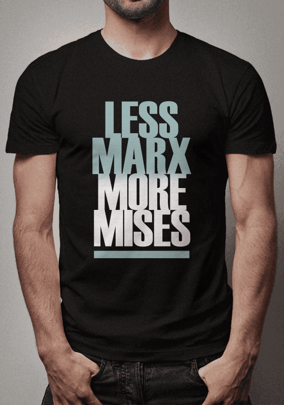 Nome do produto  Camiseta Less Marx More Mises Preta