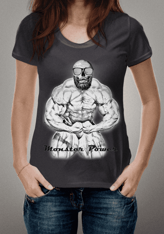 Camiseta Logo Monster Power - Cinza