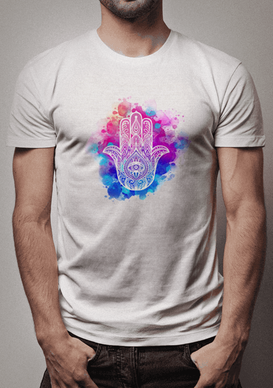 Nome do produto  Camiseta Mão Galáxia