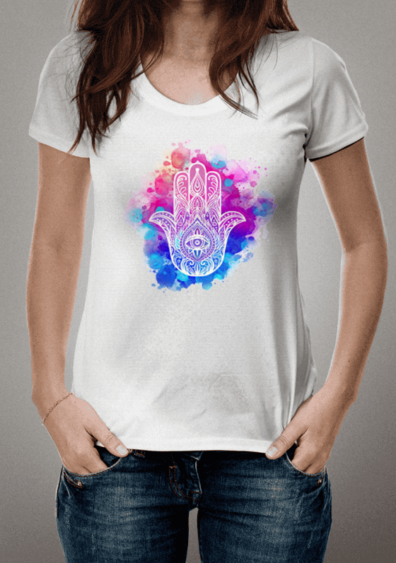 Nome do produto  Camiseta Mão Galáxia