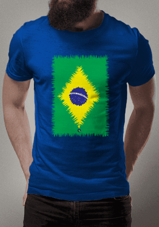Nome do produto  Camiseta Masculina Azul marca Qcafa! Bandeira do Brasil