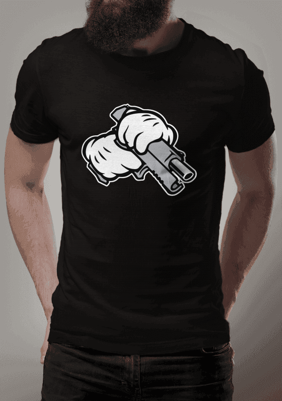 Nome do produto  Camiseta Mickey Mouse Gun Preta
