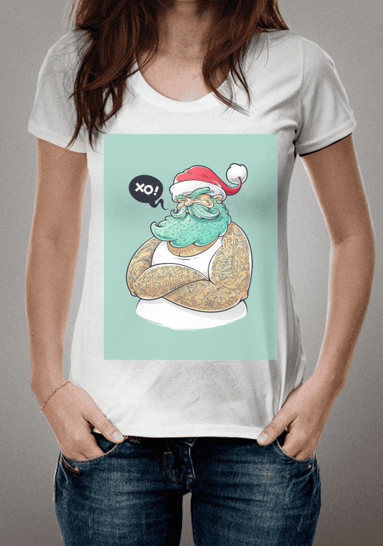 camiseta papai noel tatuado