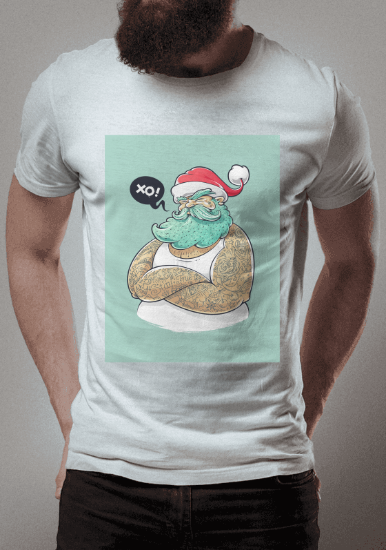 camiseta papai noel tatuado