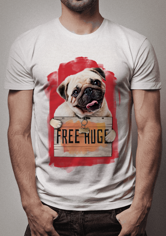 Nome do produto  Camiseta Pug - Free Hugs
