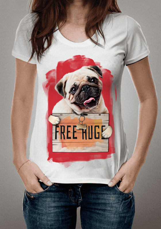 Nome do produto  Camiseta Pug - Free Hugs