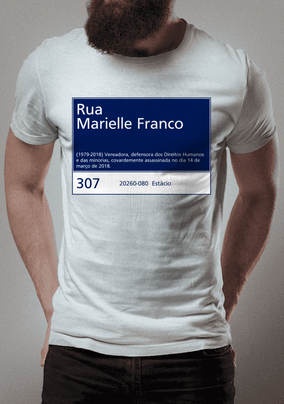Nome do produto  Camiseta Rua Marielle Franco (placa de rua) cor: azul