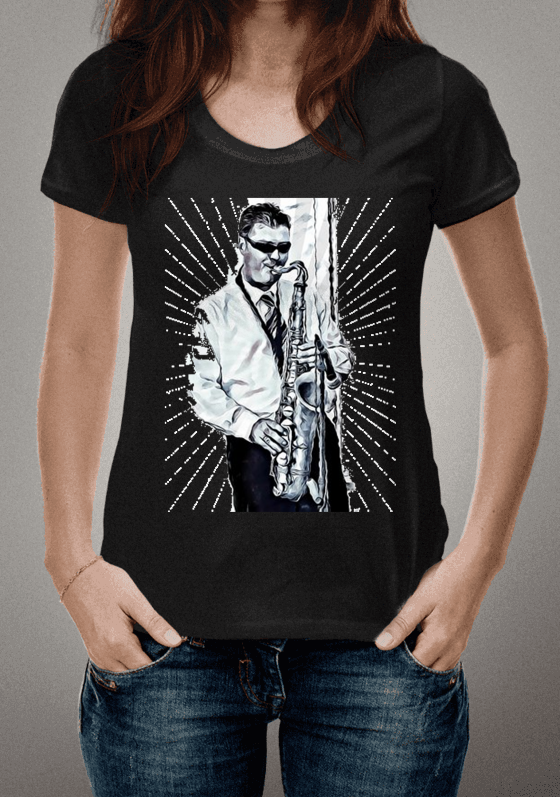 Nome do produto  Camiseta Saxofonista Fera Masculina Preta