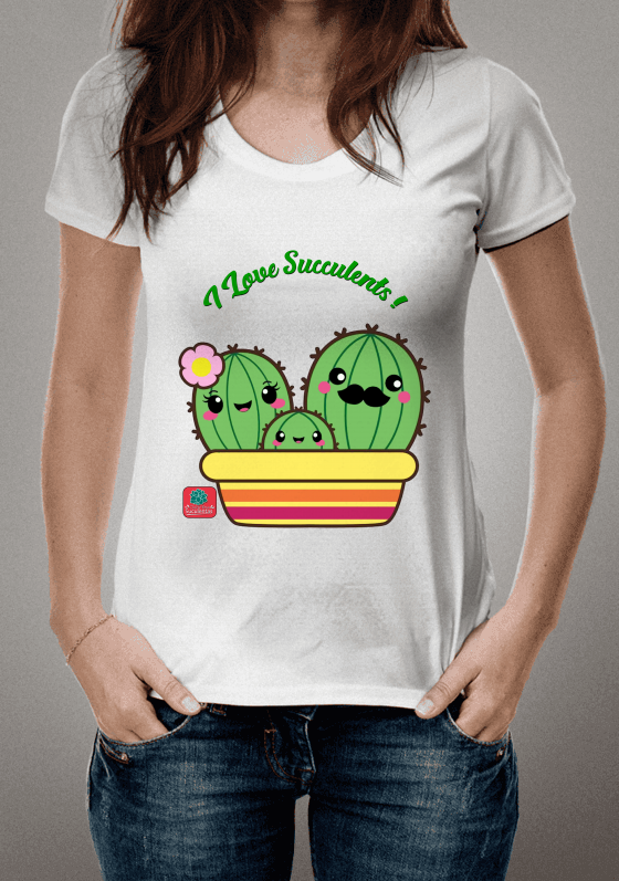 Nome do produto  Camiseta Suculentas I Love Succulents! Cactus in Bottle