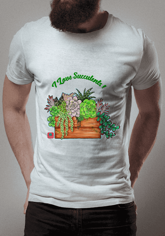 Nome do produto  Camiseta Suculentas I Love Succulents! Caixote Com Suculentas