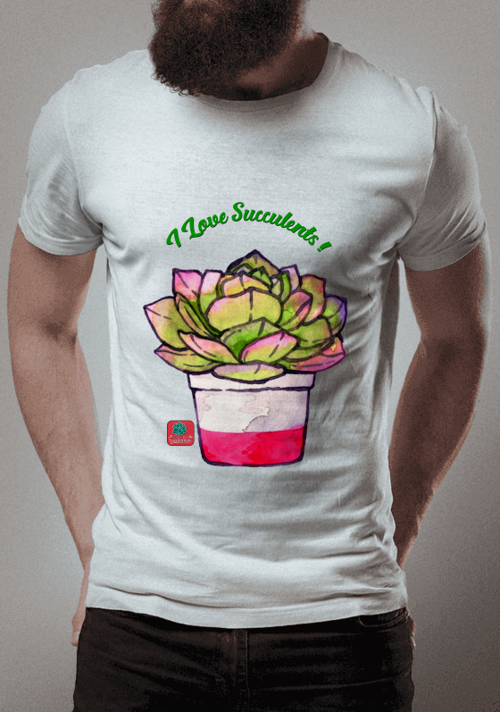 Nome do produto  Camiseta Suculentas I Love Succulents! Echeveria no Pote