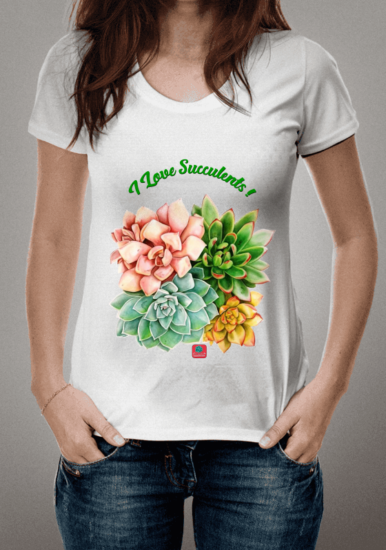 Nome do produto  Camiseta Suculentas I Love Succulents! Echeverias
