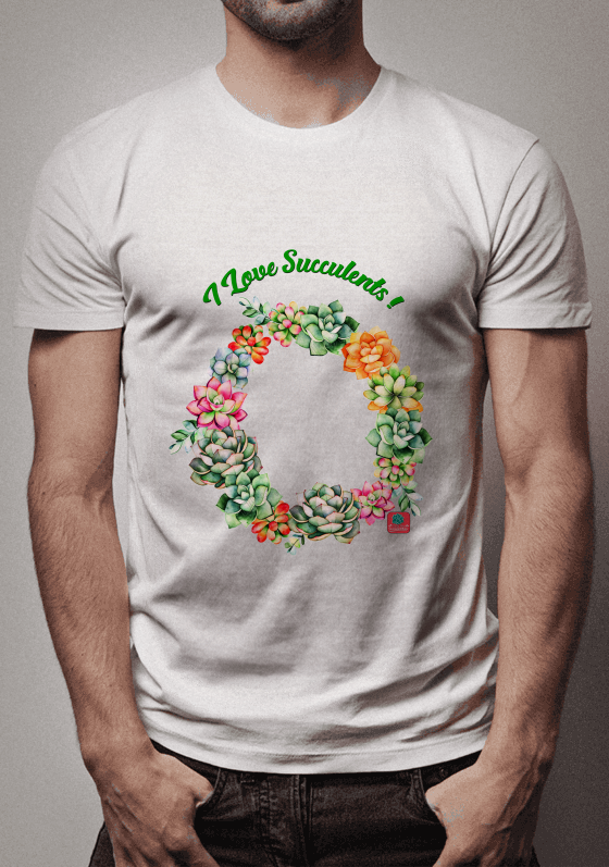 Nome do produto  Camiseta Suculentas I Love Succulents! Guirlanda Com Suculentas