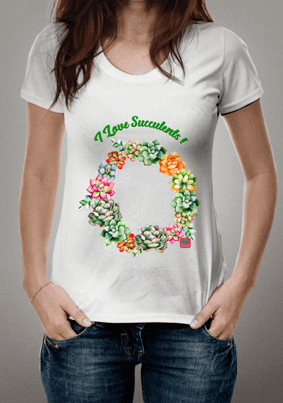 Nome do produto  Camiseta Suculentas I Love Succulents! Guirlanda Com Suculentas