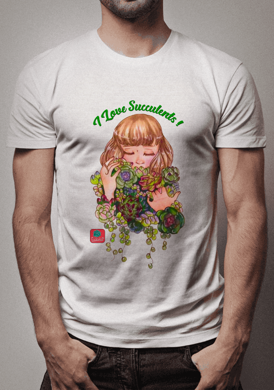 Nome do produto  Camiseta Suculentas I Love Succulents! Menina Com Suculentas