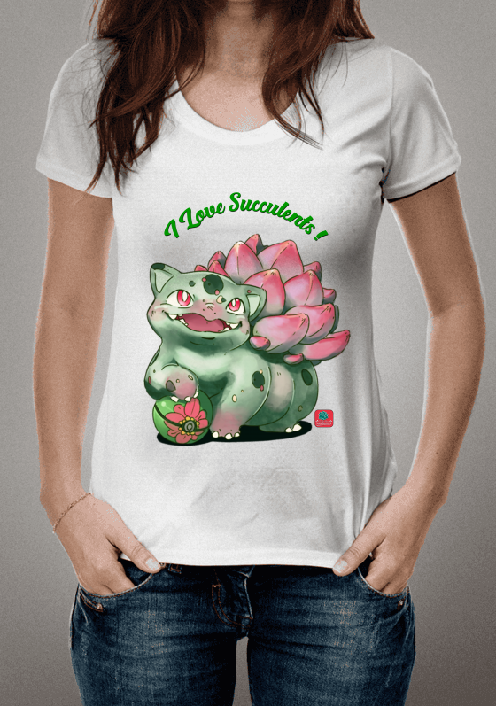 Nome do produto  Camiseta Suculentas I Love Succulents! Pokemon Bulbasaur Com Suculentas