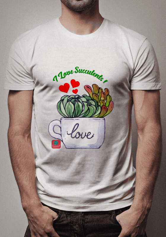 Nome do produto: Camiseta Suculentas I Love Succulents! Suculentas na Xícara