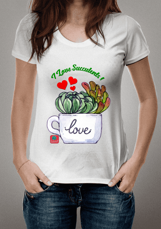 Nome do produto  Camiseta Suculentas I Love Succulents! Suculentas na Xícara
